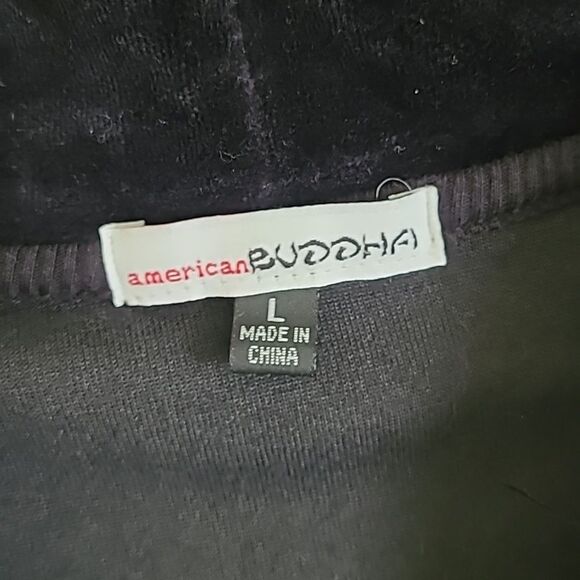 Black Velvet Velour Tracksuit Hooded Jacket Size Large Y2K Hoodie Soft Full Zip - Picture 2 of 5